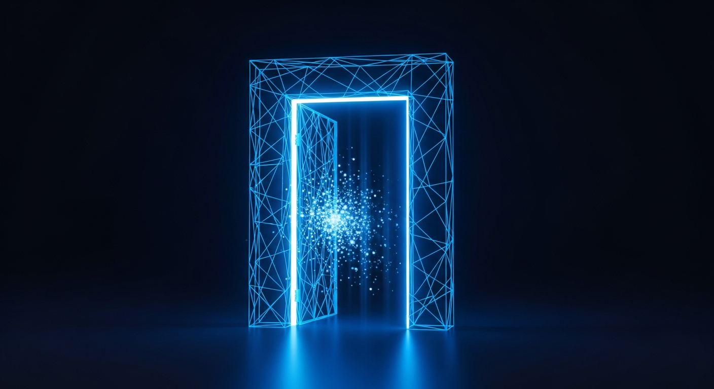 Members Only — glowing wireframe doorway representing supporter access to their own data